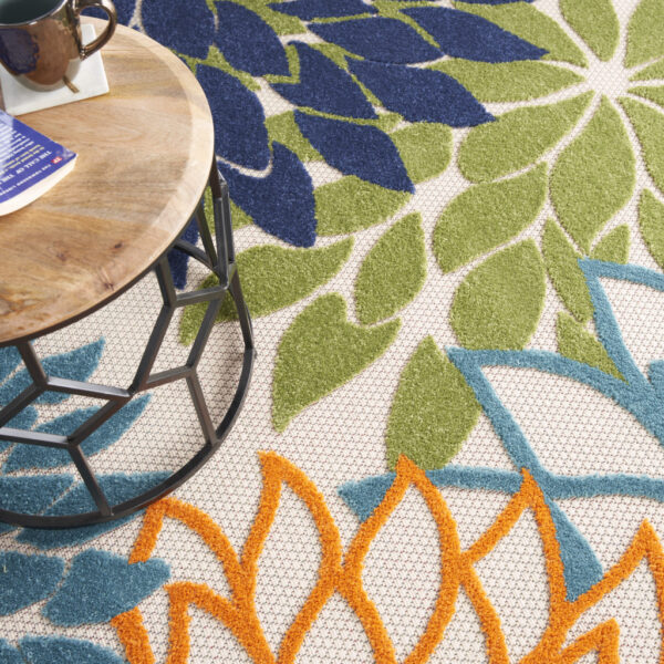 10' Blue and Green Indoor Outdoor Area Rug