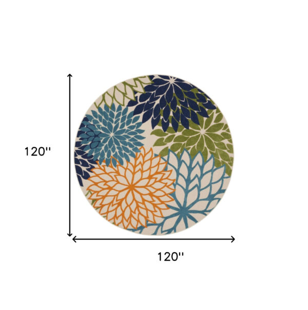 10' Blue and Green Indoor Outdoor Area Rug