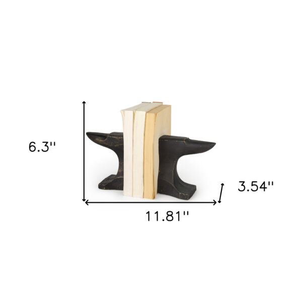 Distressed Black Anvil Bookends