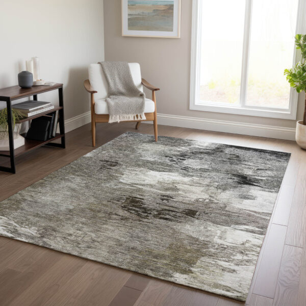 8' X 10' Taupe Beige And Ivory Abstract Washable Indoor Outdoor Area Rug