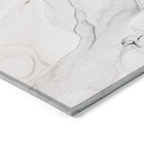 8' Runner Beige Ivory and Gray Abstract Washable Non Skid Indoor Outdoor Runner Rug