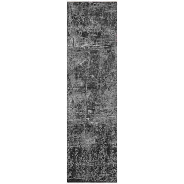 8' Runner Gray Abstract Washable Non Skid Indoor Outdoor Runner Rug