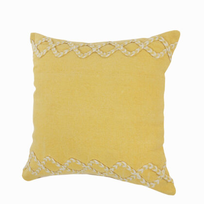20" X 20" Yellow and White Braided Cotton Zippered Pillow