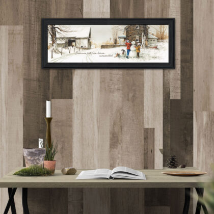 Snowmen From Heaven 1 Black Framed Print Wall Art