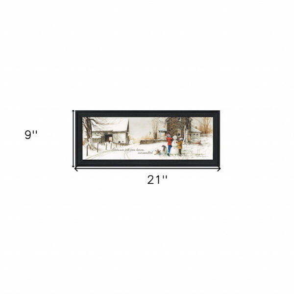 Snowmen From Heaven 1 Black Framed Print Wall Art