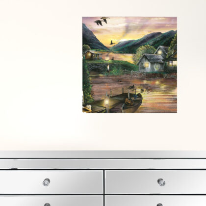 Set Of Two Lakefront Camping 1 White Framed Print Wall Art