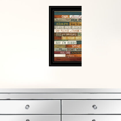 Our Family Rules 4 Black Framed Print Wall Art