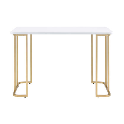 48" White and Gold Writing Desk