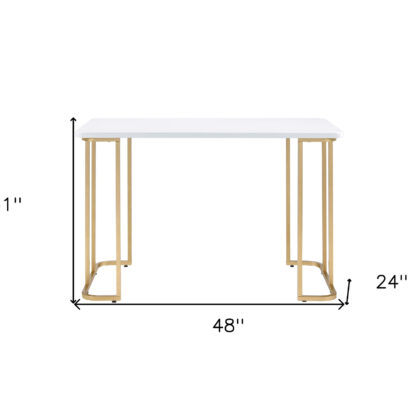 48" White and Gold Writing Desk
