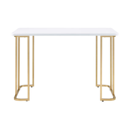 48" White and Gold Writing Desk