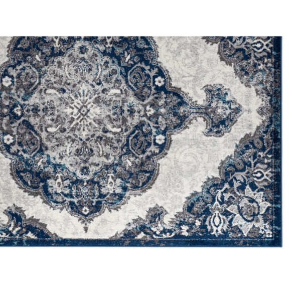 5' x 7' Blue and Gray Medallion Power Loom Area Rug
