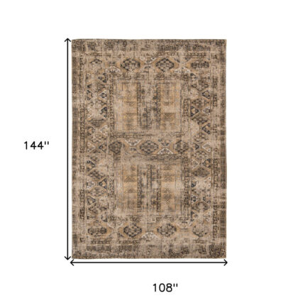 9' X 13' Brown Oriental Non Skid Area Rug
