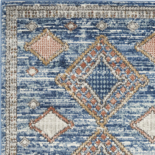 3' X 5' Blue Southwestern Power Loom Non Skid Area Rug