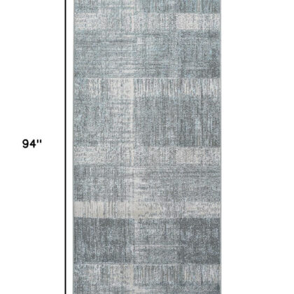 8' Blue and Gray Abstract Power Loom Runner Rug