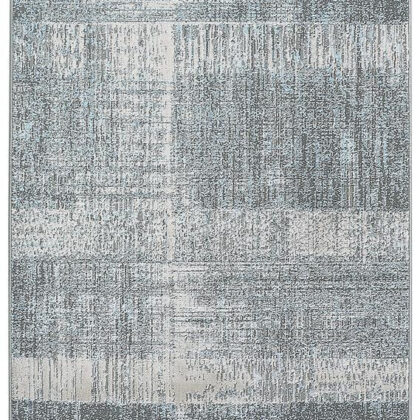 8' Blue and Gray Abstract Power Loom Runner Rug