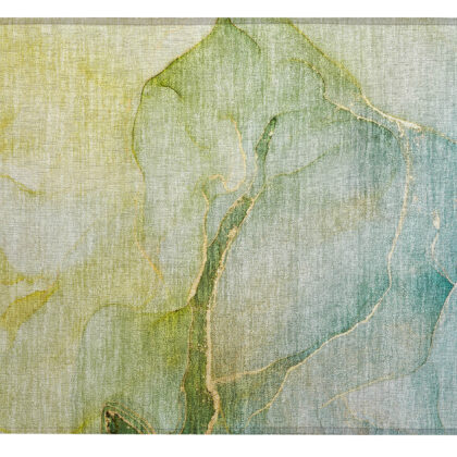 2' X 3' Green Abstract Washable Non Skid Indoor Outdoor Area Rug