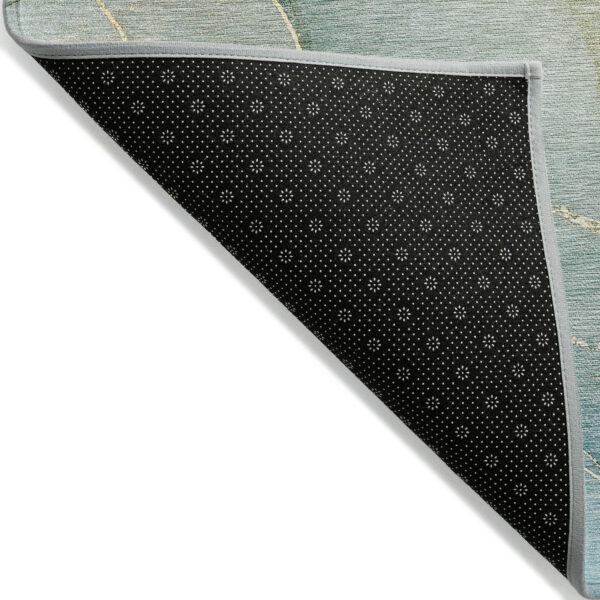 2' X 3' Green Abstract Washable Non Skid Indoor Outdoor Area Rug