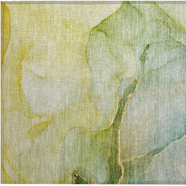2' X 3' Green Abstract Washable Non Skid Indoor Outdoor Area Rug