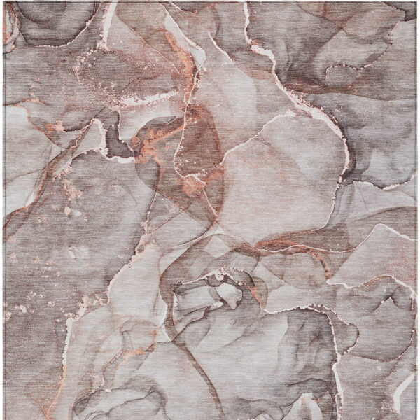3' X 5' Gray and Red Abstract Washable Non Skid Indoor Outdoor Area Rug