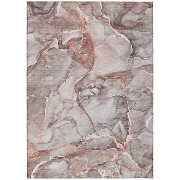 3' X 5' Gray and Red Abstract Washable Non Skid Indoor Outdoor Area Rug