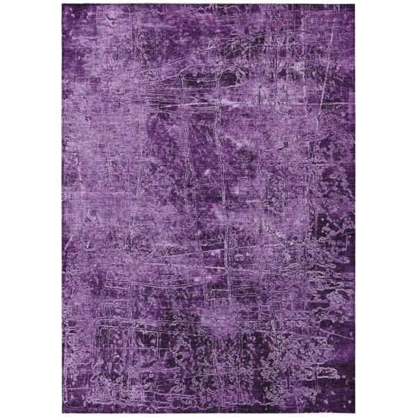 5' X 8' Purple Abstract Washable Non Skid Indoor Outdoor Area Rug