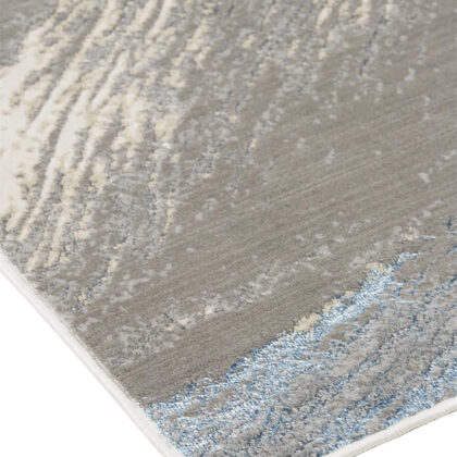 8' X 10' Gray Ivory And Blue Abstract Area Rug