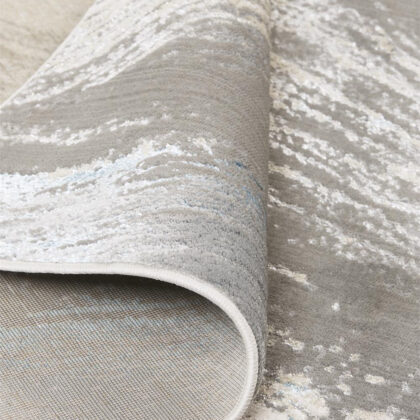 8' X 10' Gray Ivory And Blue Abstract Area Rug