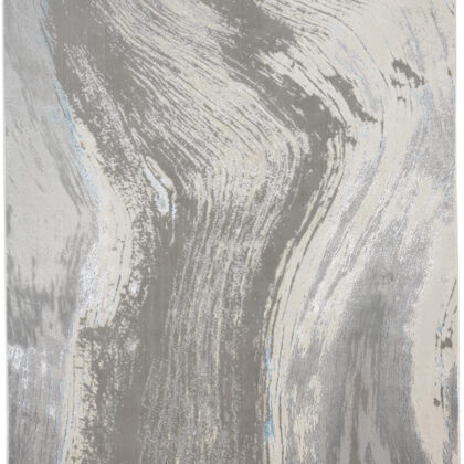 8' X 10' Gray Ivory And Blue Abstract Area Rug