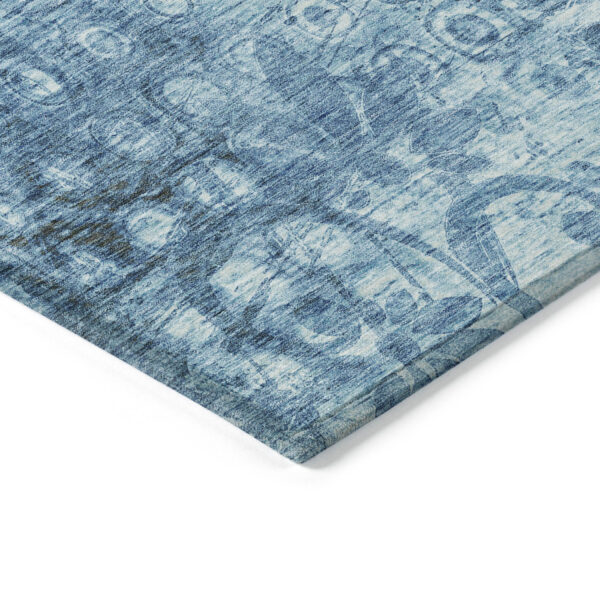5' X 8' Blue Ikat Washable Indoor Outdoor Area Rug