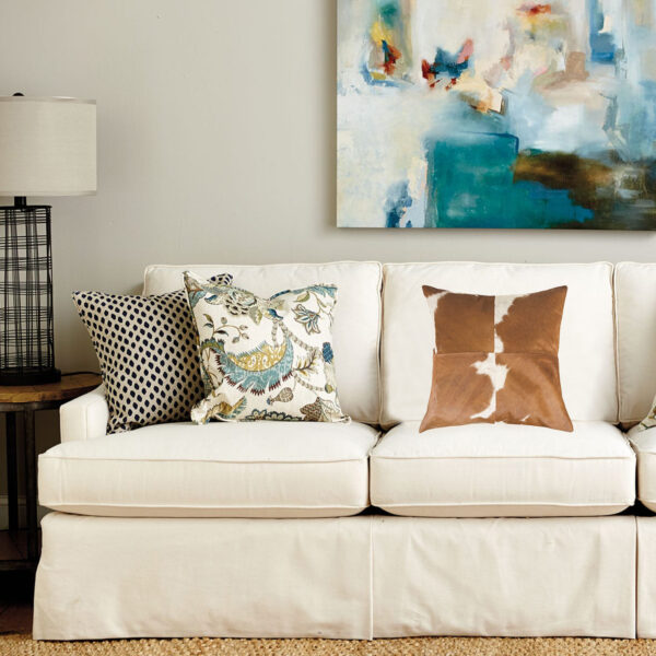 18" X 18" X 5" White And Brown Quattro  Pillow