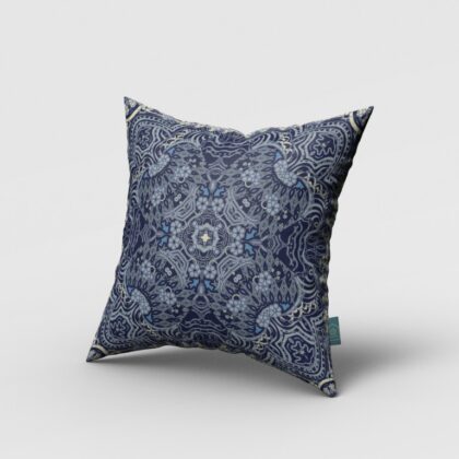 18” Indigo Boho Ornate Zippered Suede Throw Pillow