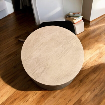 16" Natural Distressed Solid Wood Round End Table