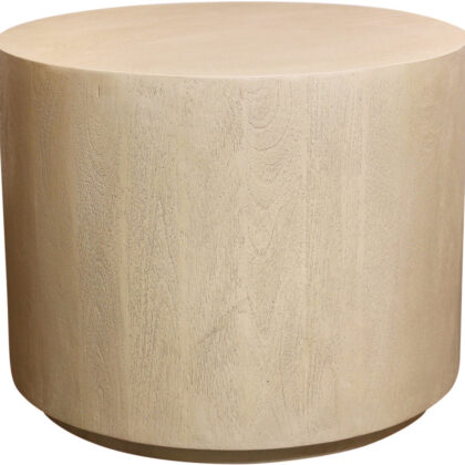 16" Natural Distressed Solid Wood Round End Table