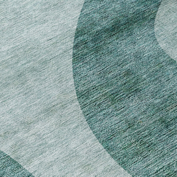 8' Green And Sage Round Abstract Washable Indoor Outdoor Area Rug