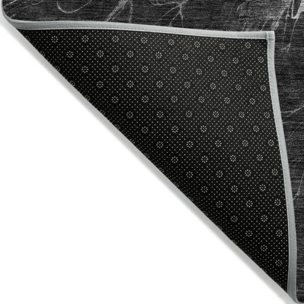 5' X 8' Charcoal Gray And Silver Abstract Washable Indoor Outdoor Area Rug