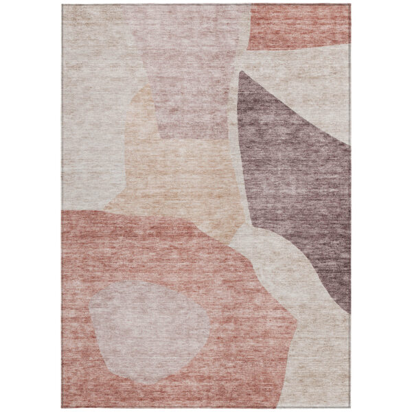 8' X 10' Blush Pink And Mauve Abstract Washable Indoor Outdoor Area Rug