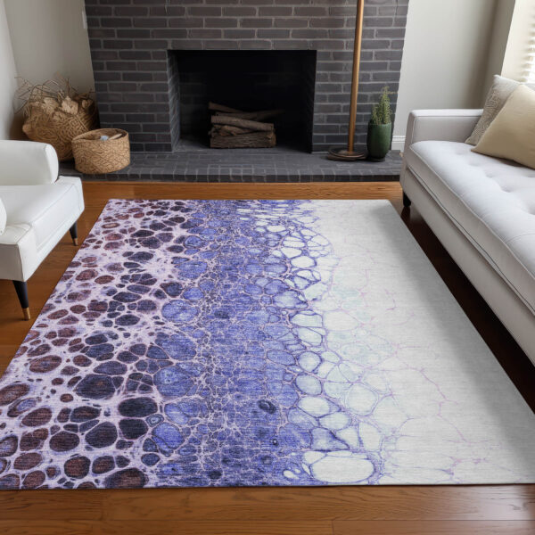 10' X 14' Purple Lilac And Eggplant Abstract Washable Indoor Outdoor Area Rug