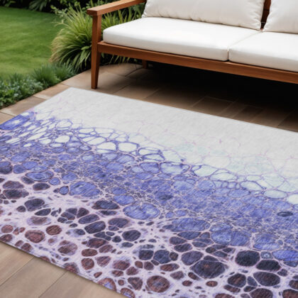10' X 14' Purple Lilac And Eggplant Abstract Washable Indoor Outdoor Area Rug
