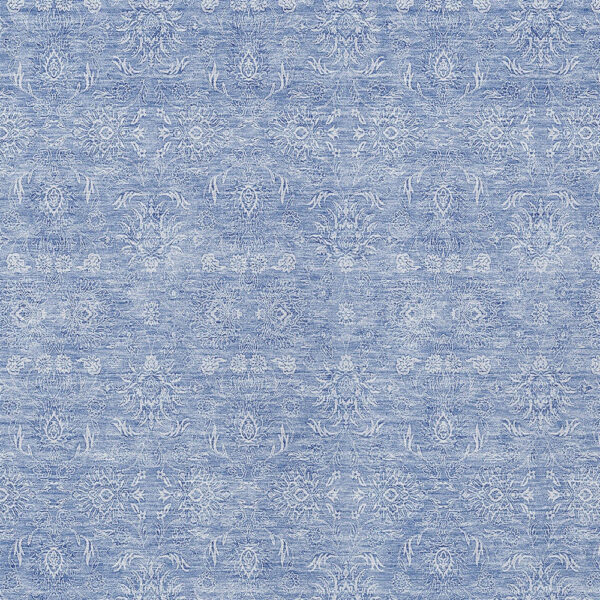 5' X 8' Sky Blue And Ivory Floral Washable Indoor Outdoor Area Rug