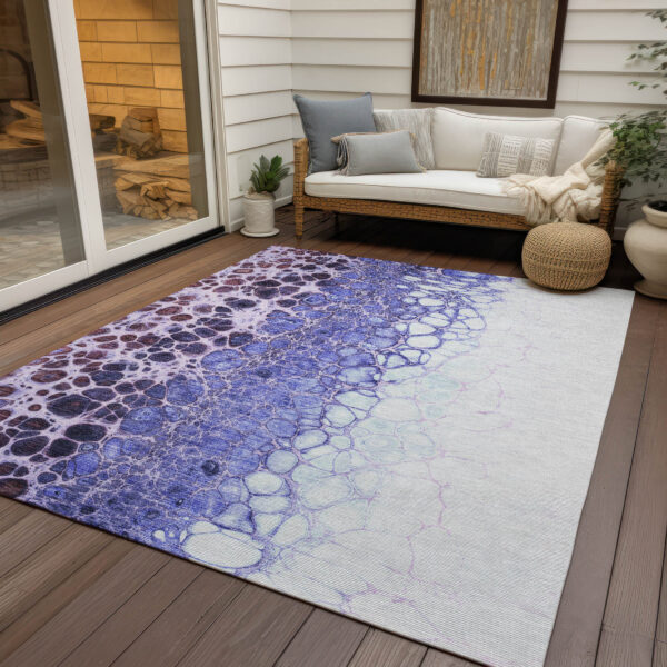 10' X 14' Purple Lilac And Eggplant Abstract Washable Indoor Outdoor Area Rug