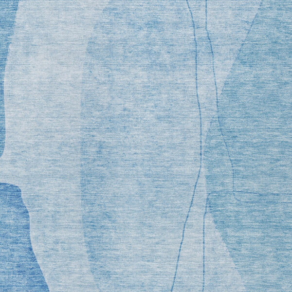 5' X 8' Denim Blue And Sky Blue Abstract Washable Indoor Outdoor Area Rug