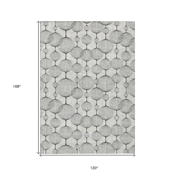 10' X 14' Graphite Gray And Silver Geometric Washable Indoor Outdoor Area Rug