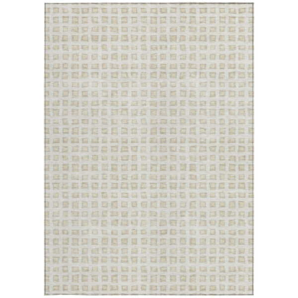 9' X 12' Ivory And Beige Geometric Washable Indoor Outdoor Area Rug