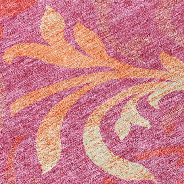 3' X 5' Blush Orange And Ivory Floral Washable Indoor Outdoor Area Rug
