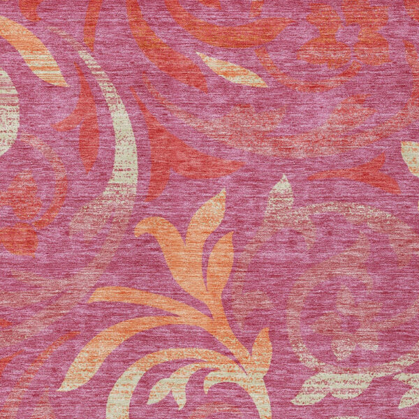 3' X 5' Blush Orange And Ivory Floral Washable Indoor Outdoor Area Rug
