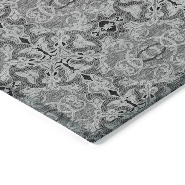 10' X 14' Gray Silver And Charcoal Medallion Washable Indoor Outdoor Area Rug