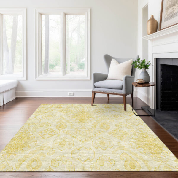 10' X 14' Gold Ivory And Beige Moroccan Washable Indoor Outdoor Area Rug