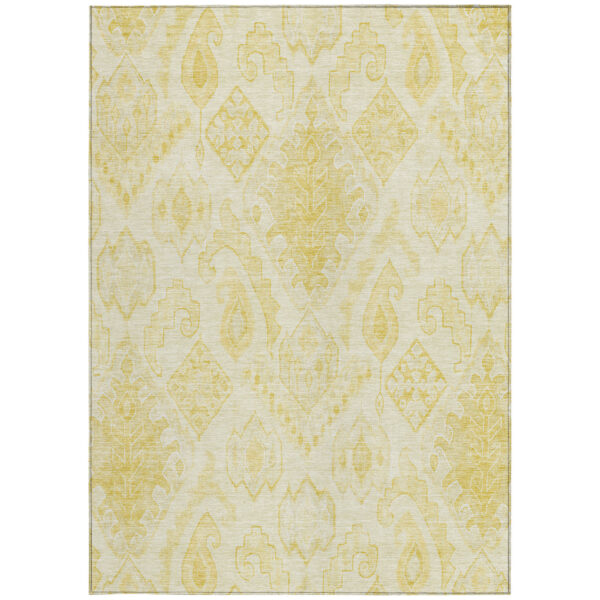 10' X 14' Gold Ivory And Beige Moroccan Washable Indoor Outdoor Area Rug
