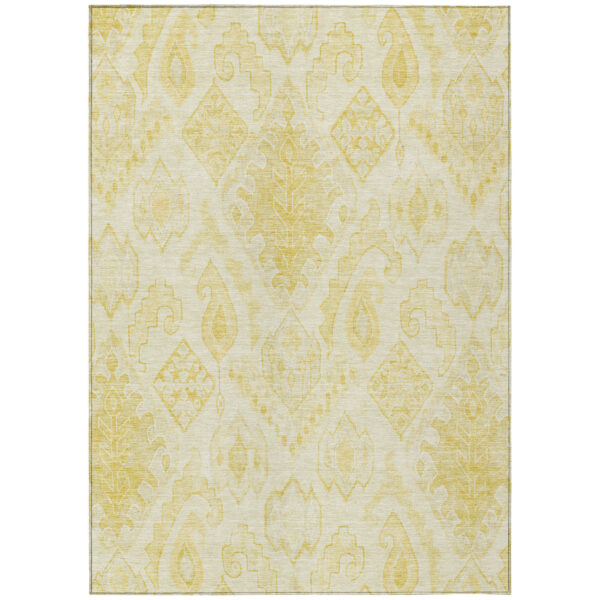10' X 14' Gold Ivory And Beige Moroccan Washable Indoor Outdoor Area Rug