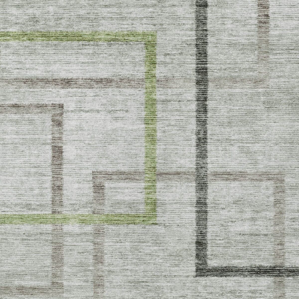 10' X 14' Green And Charcoal Geometric Washable Indoor Outdoor Area Rug